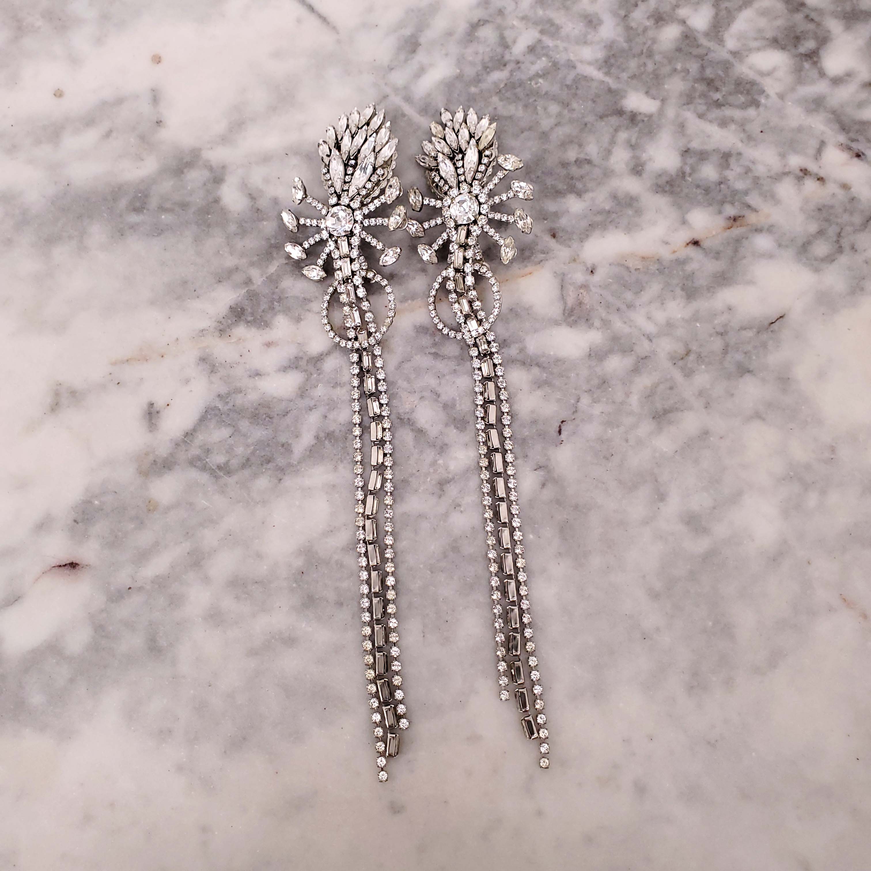 ERICKSON BEAMON CRYSTAL DROP CLIP ON EARRINGS