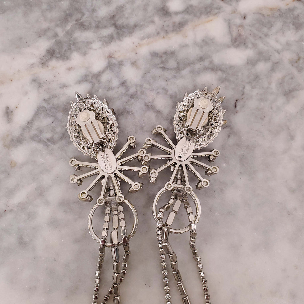 ERICKSON BEAMON CRYSTAL DROP CLIP ON EARRINGS