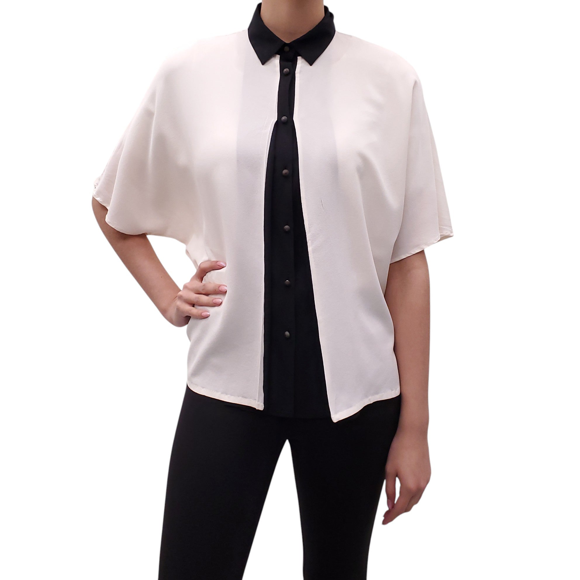 ETRO BLACK AND WHITE TUXEDO BLOUSE - SIZE 40