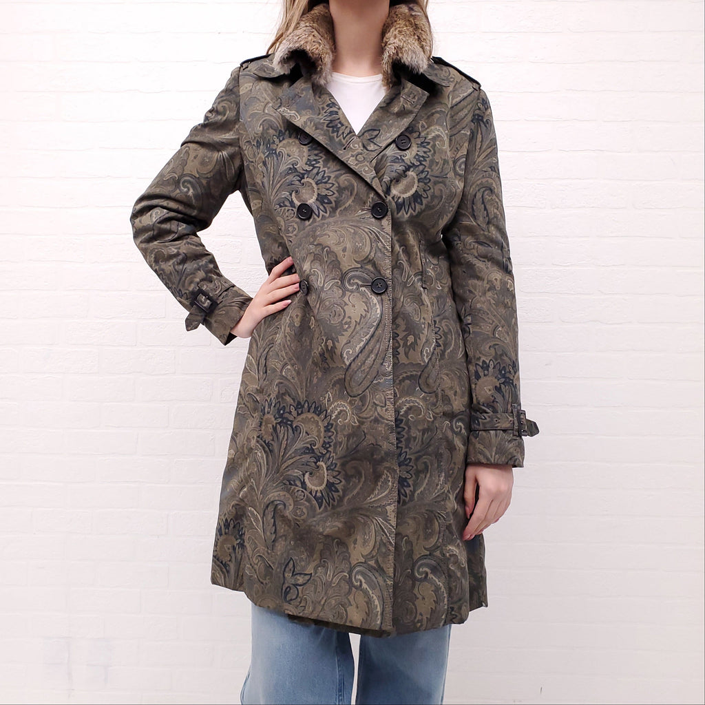 ETRO PATTERNED JACKET WITH FUR - SIZE 44