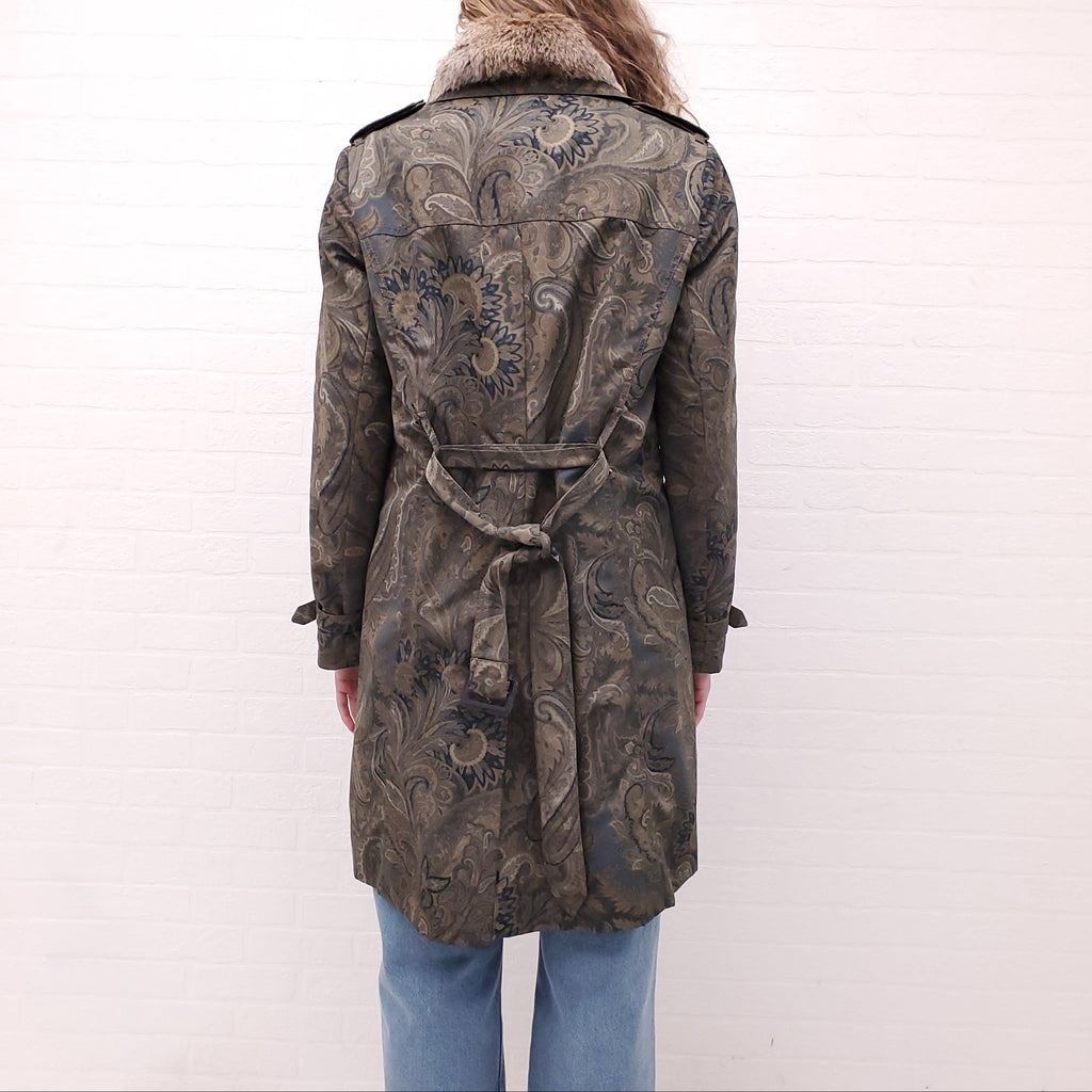 ETRO PATTERNED JACKET WITH FUR - SIZE 44