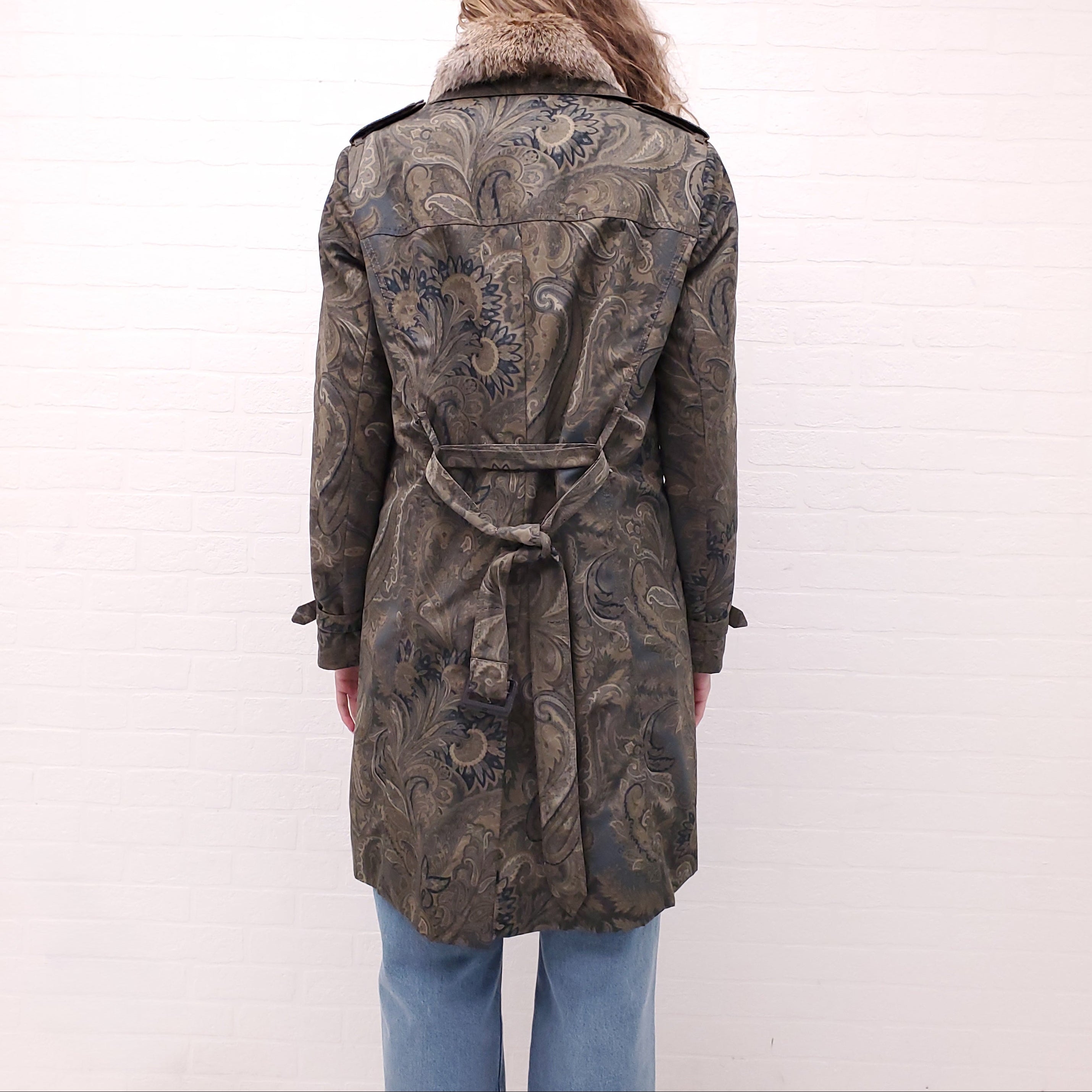 ETRO PATTERNED JACKET WITH FUR - SIZE 44