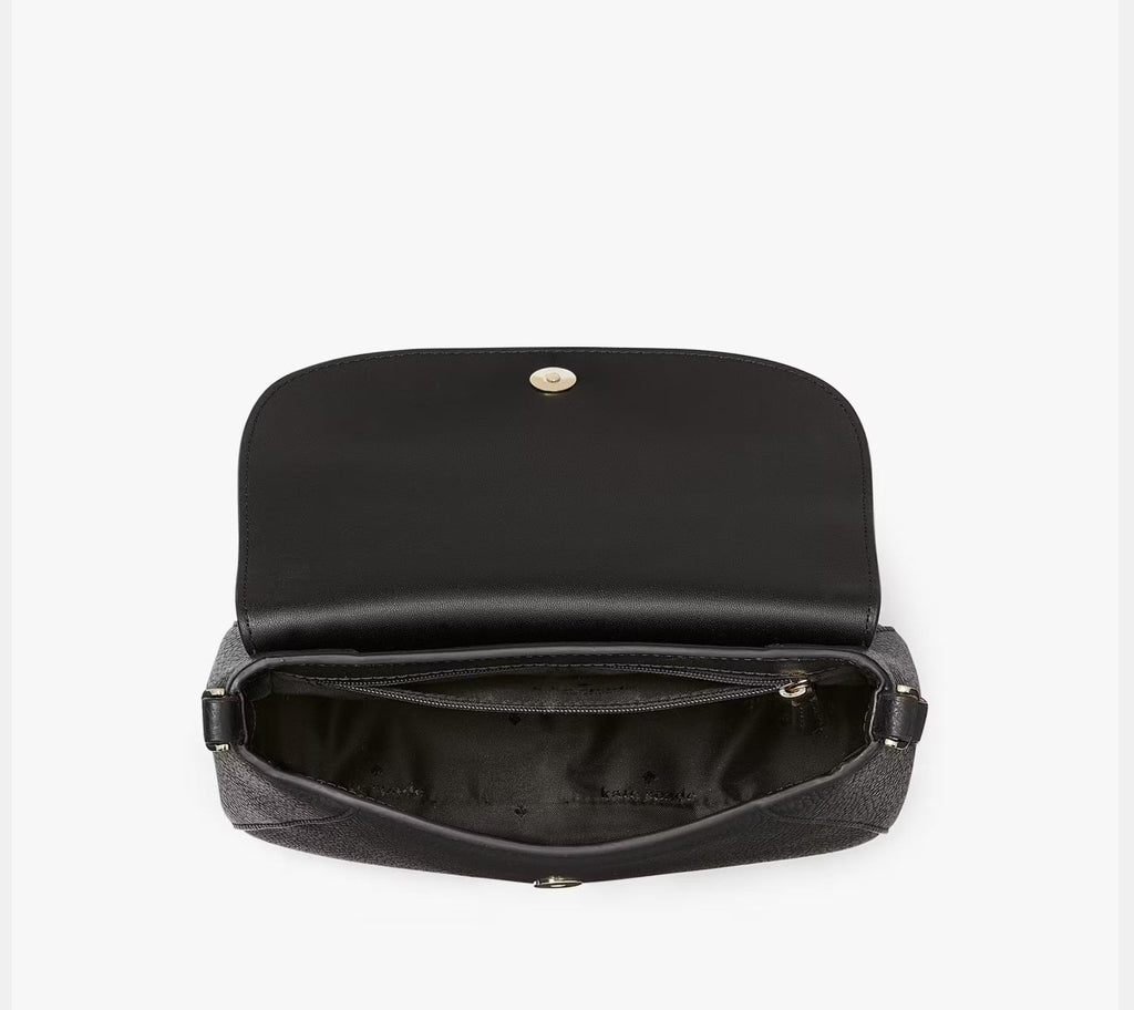 NWT Kate Spade Monica Small Flap Crossbody Leather Bag In Black