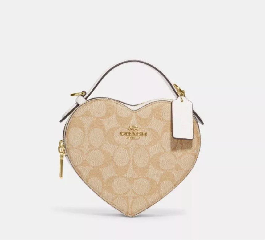 NWT Coach Heart Crossbody In Signature Canvas & Leather