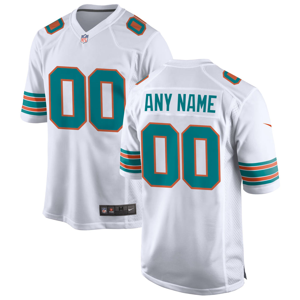 Miami Dolphins White Alternate Custom Game Jersey