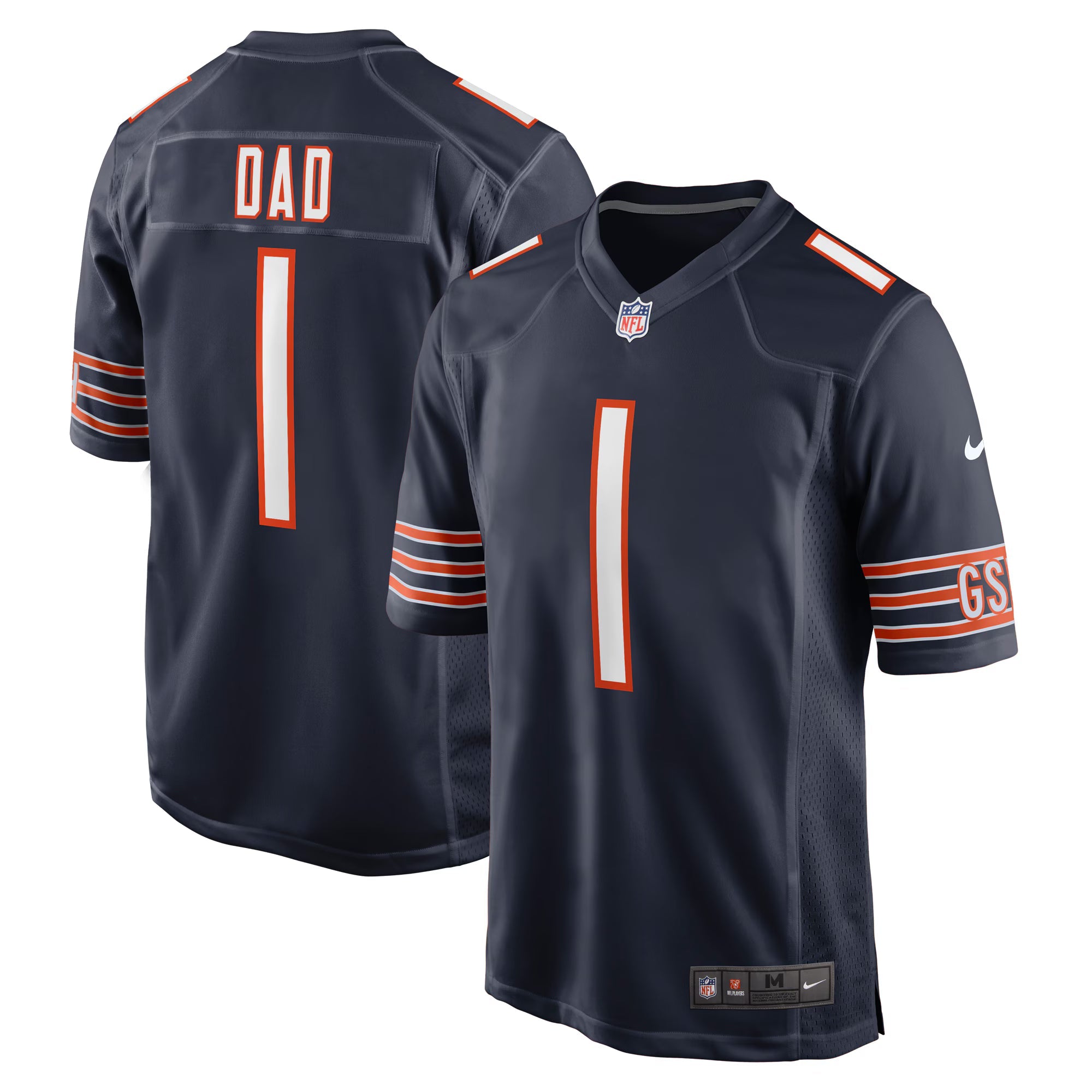 Chicago Bears Number 1 Dad Navy Game Jersey
