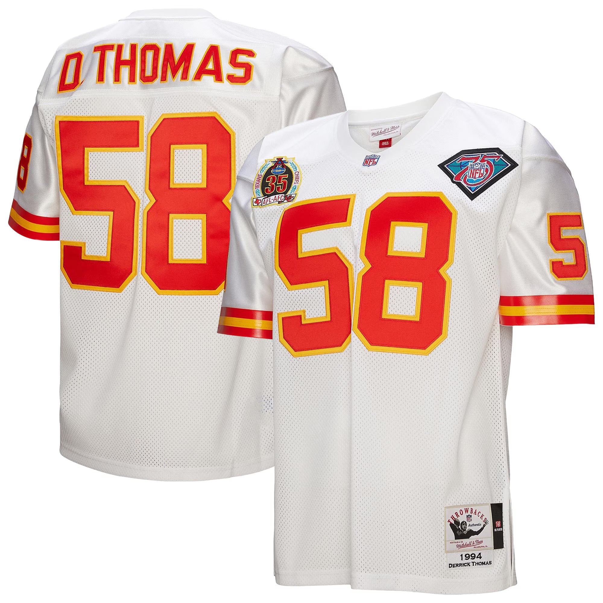 Kansas City Chiefs 1994 Derrick Thomas Mitchell & Ness White Authentic Throwback Retired Player Jersey