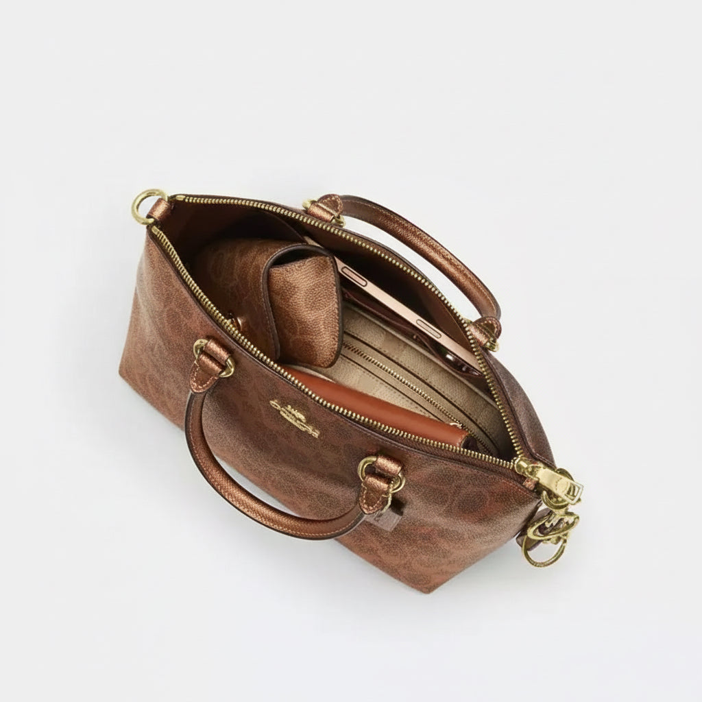 NWT Coach Sadie Satchel Bag In Signature Canvas