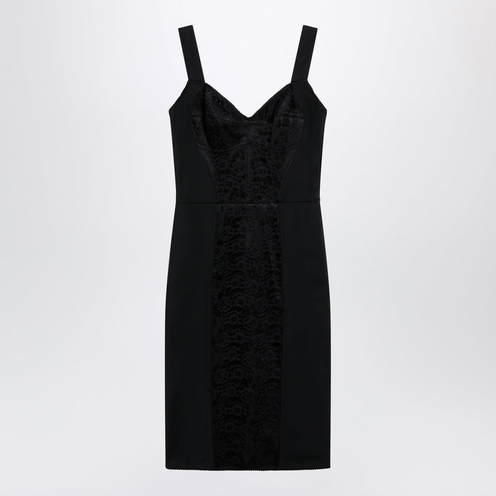 Dolce&Gabbana Black Sheath Dress With Lace Details Women