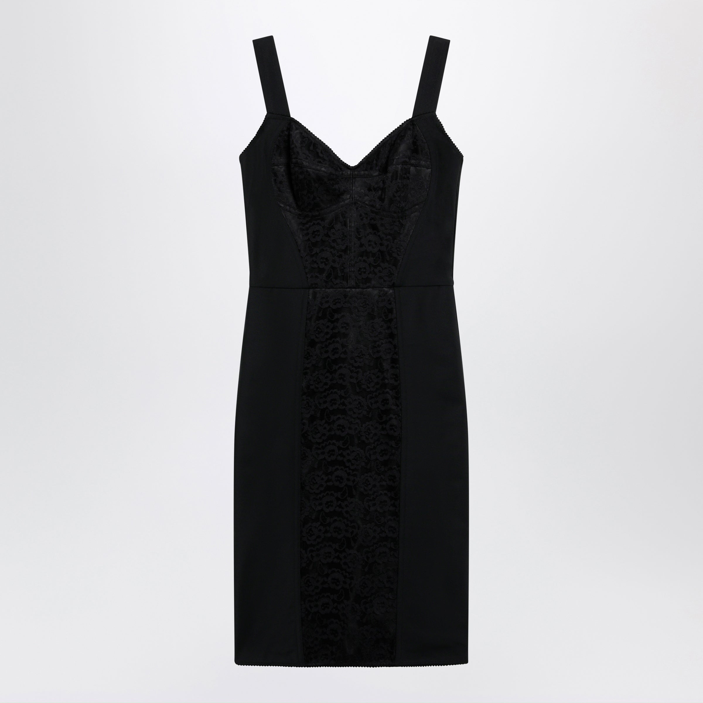 Dolce&Gabbana Black Sheath Dress With Lace Details Women