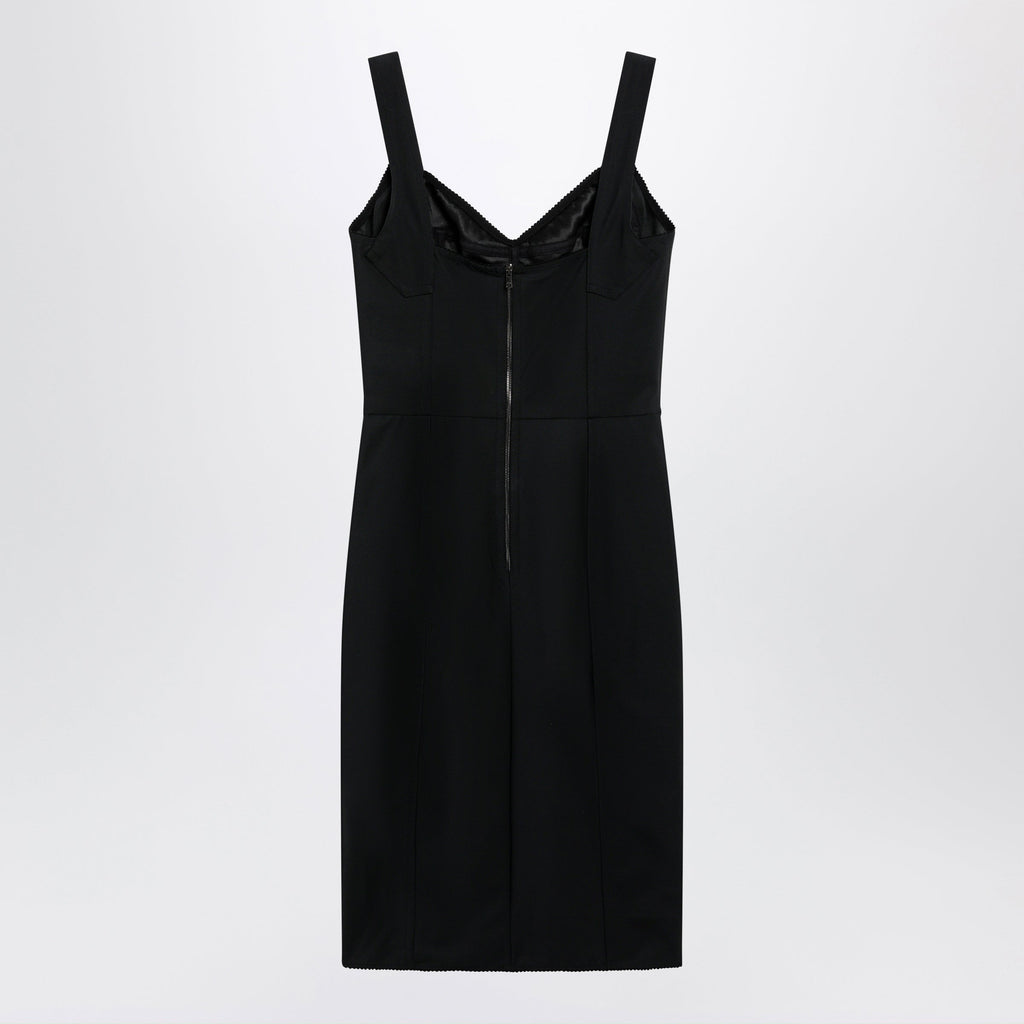 Dolce&Gabbana Black Sheath Dress With Lace Details Women