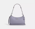 NWT Coach Leather Teri Shoulder Bag In Silver/Mist
