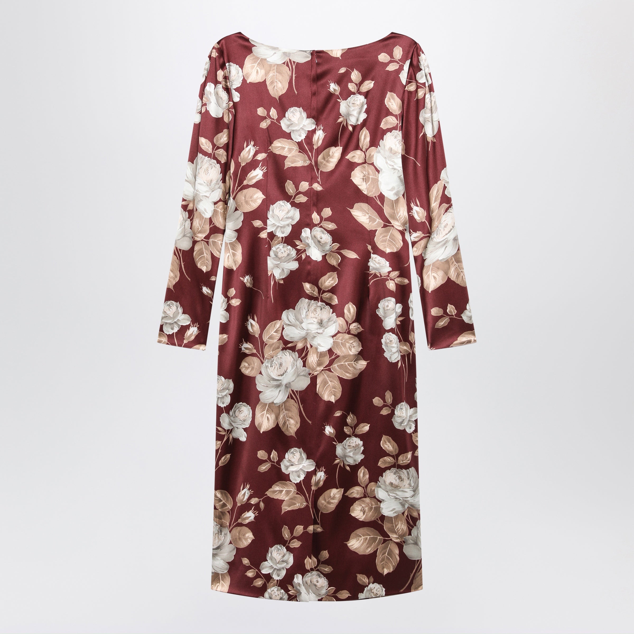 Dolce&Gabbana Burgundy Satin Dress With Floral Print Women