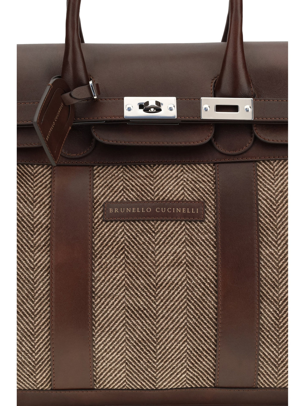 Brunello Cucinelli Men Travel Bag In Leather And Fabric