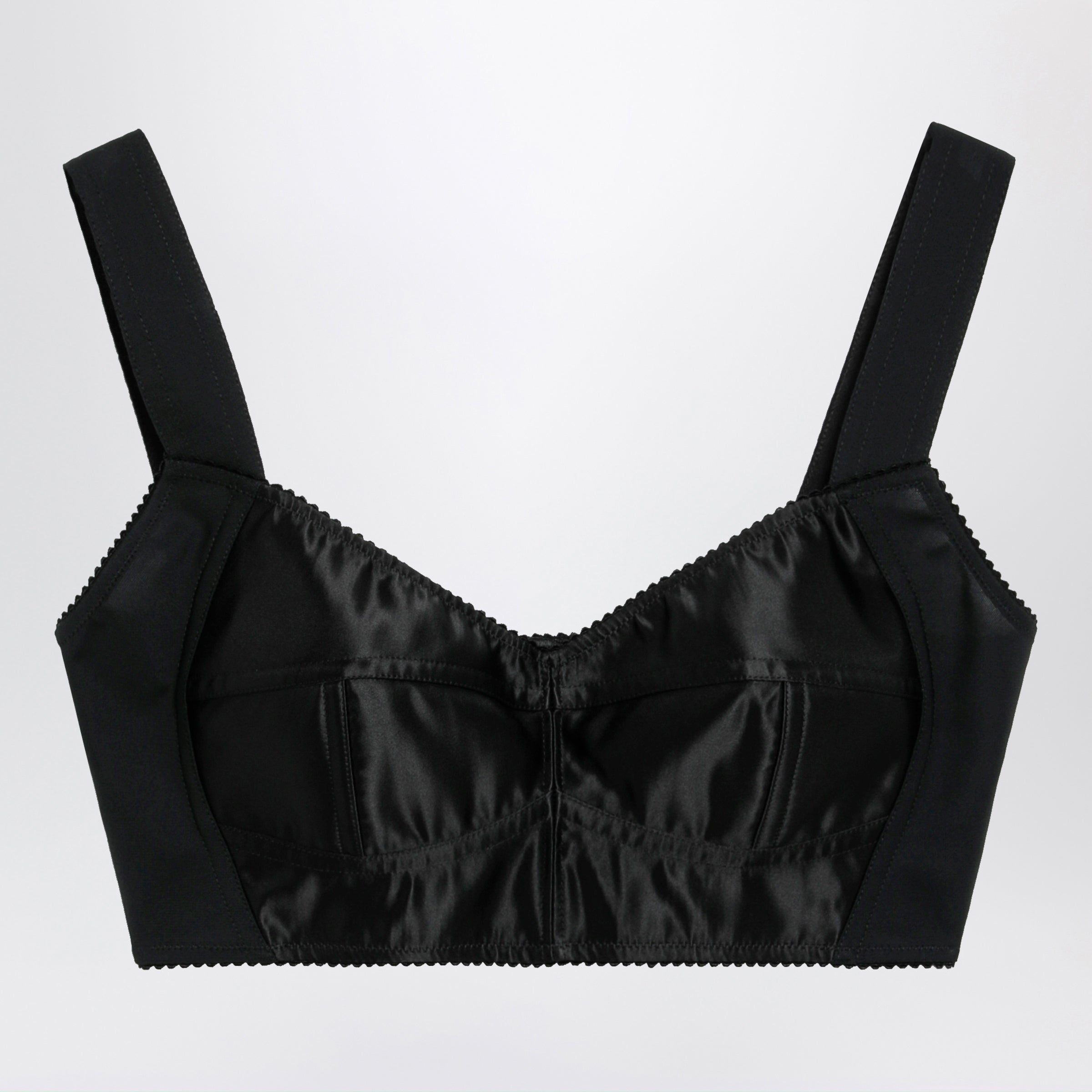Dolce&Gabbana Satin Corset-Style Crop Bustier In Black Women