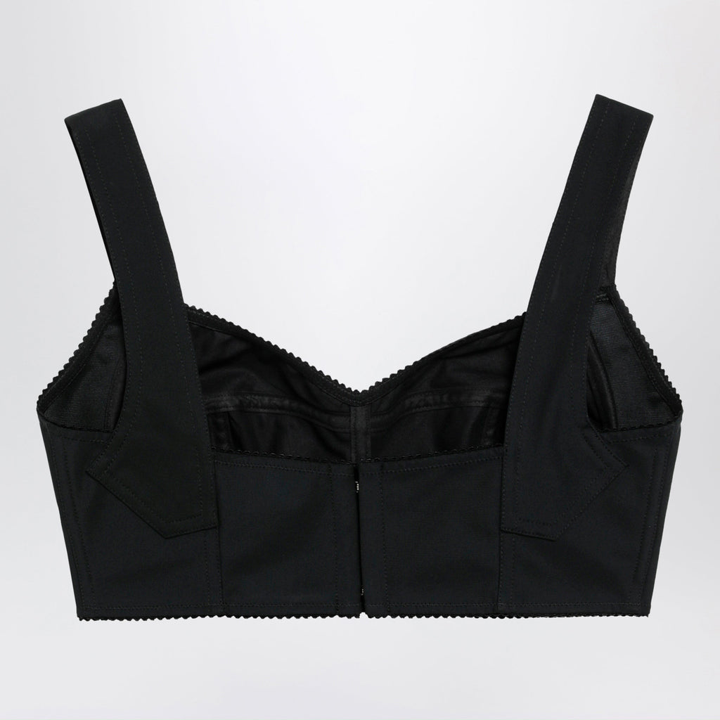 Dolce&Gabbana Satin Corset-Style Crop Bustier In Black Women