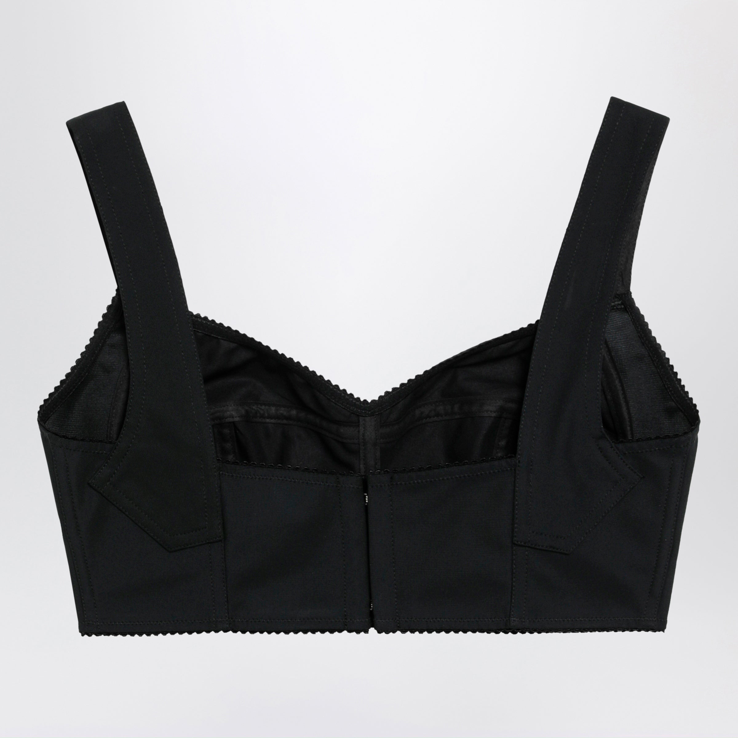 Dolce&Gabbana Satin Corset-Style Crop Bustier In Black Women