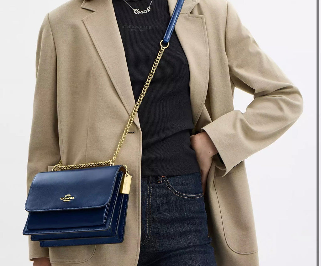 NWT Coach Klare Crossbody Leather Bag In Gold/Deep Blue