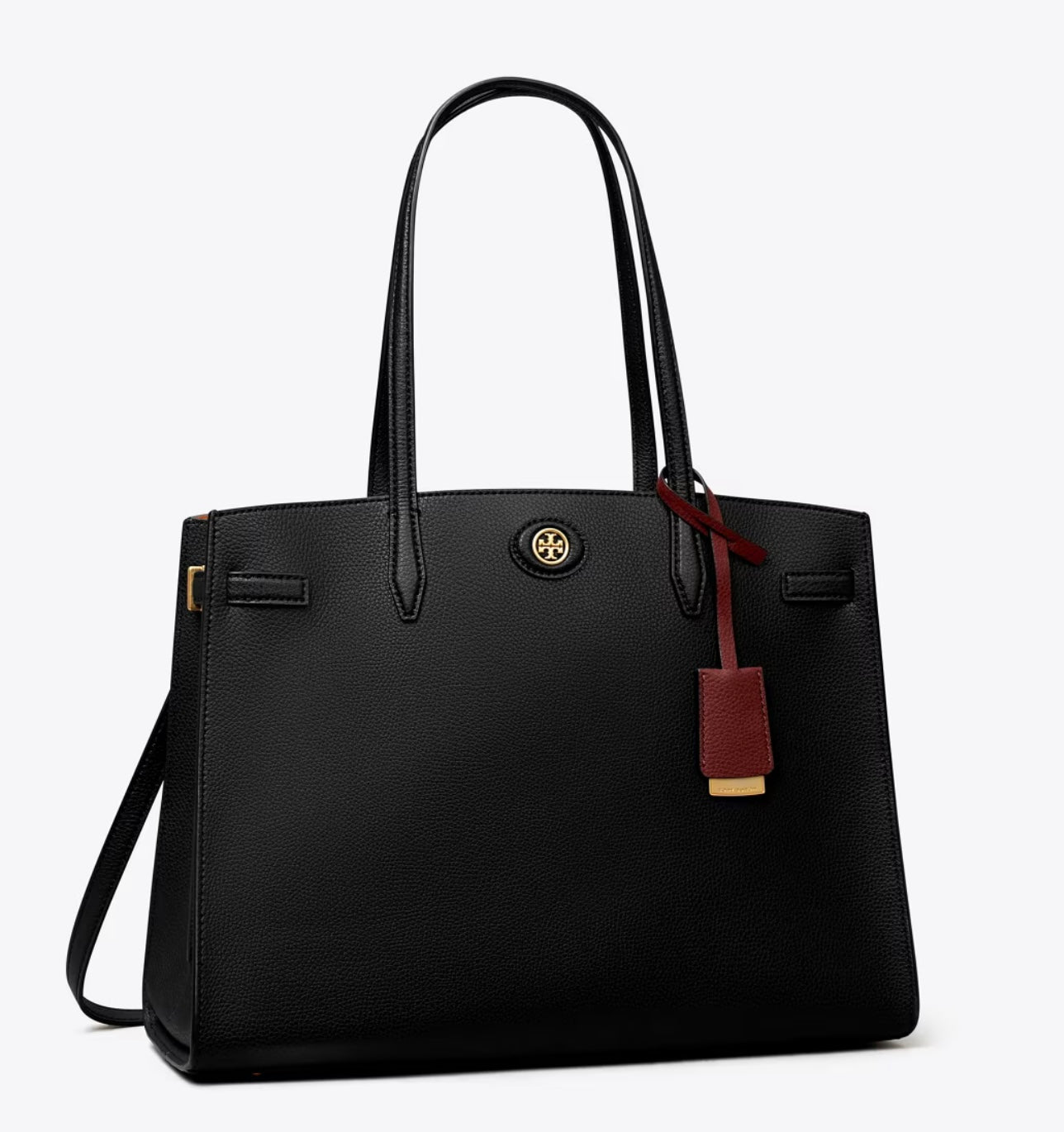 NWT Tory Burch LARGE Robinson Leather Satchel In Black with Dust Bag