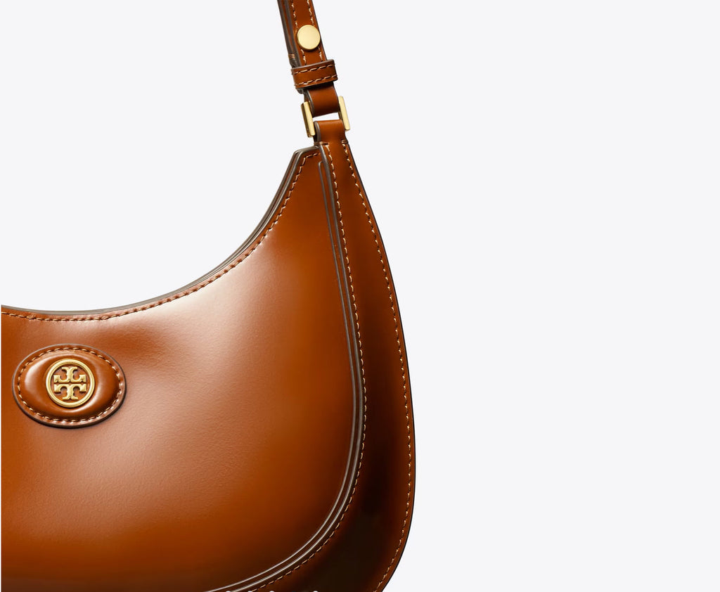 NWT Tory Burch Medium Robinson Spazzolato Convertible Crescent Leather Bag with Dust Bag