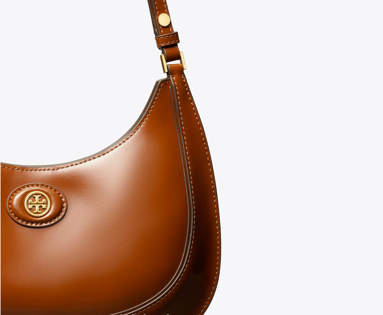 NWT Tory Burch Medium Robinson Spazzolato Convertible Crescent Leather Bag with Dust Bag