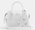 NWT Coach Medium Andrea Carryall Leather Handbag Crossbody In Silver