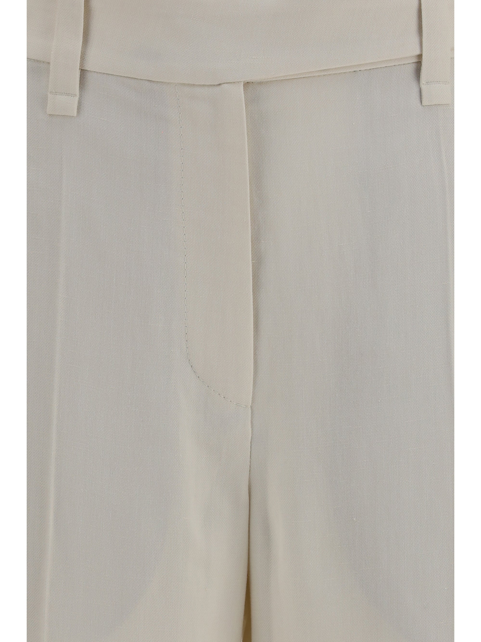 Brunello Cucinelli Women Cigarette Pants In Fluid Viscose And Linen Twill