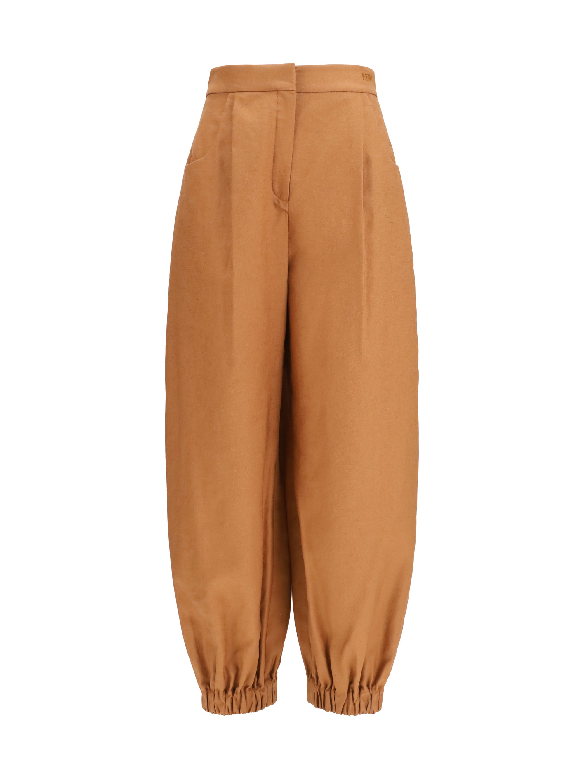 Fendi Women Cotton And Linen Balloon Pants