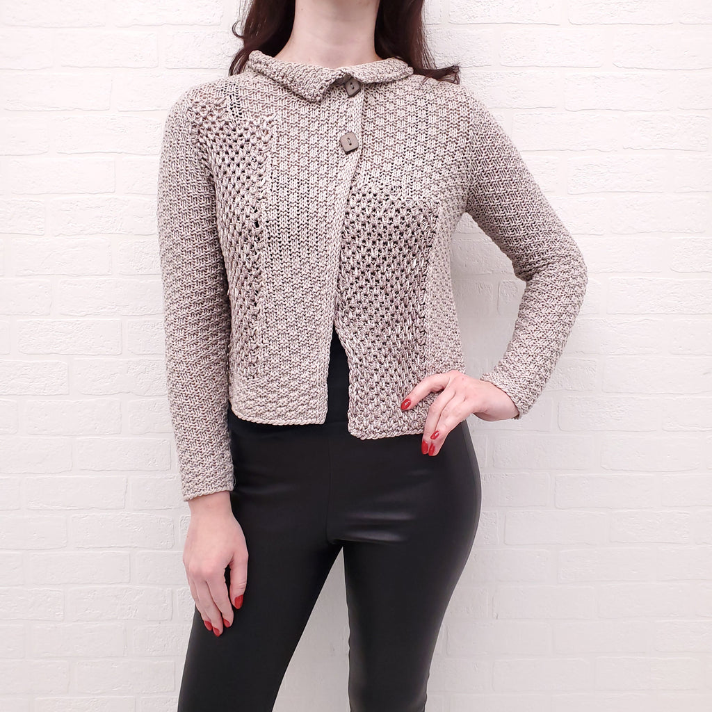 FABIANA FILIPPI TAUPE KNIT CARDIGAN - SIZE XS