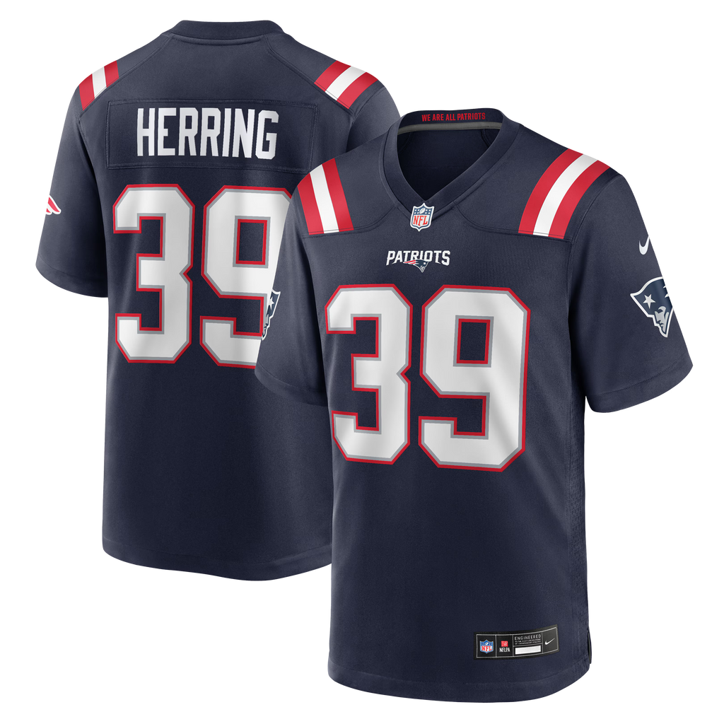 New England Patriots Tyron Herring Navy Team Game Jersey