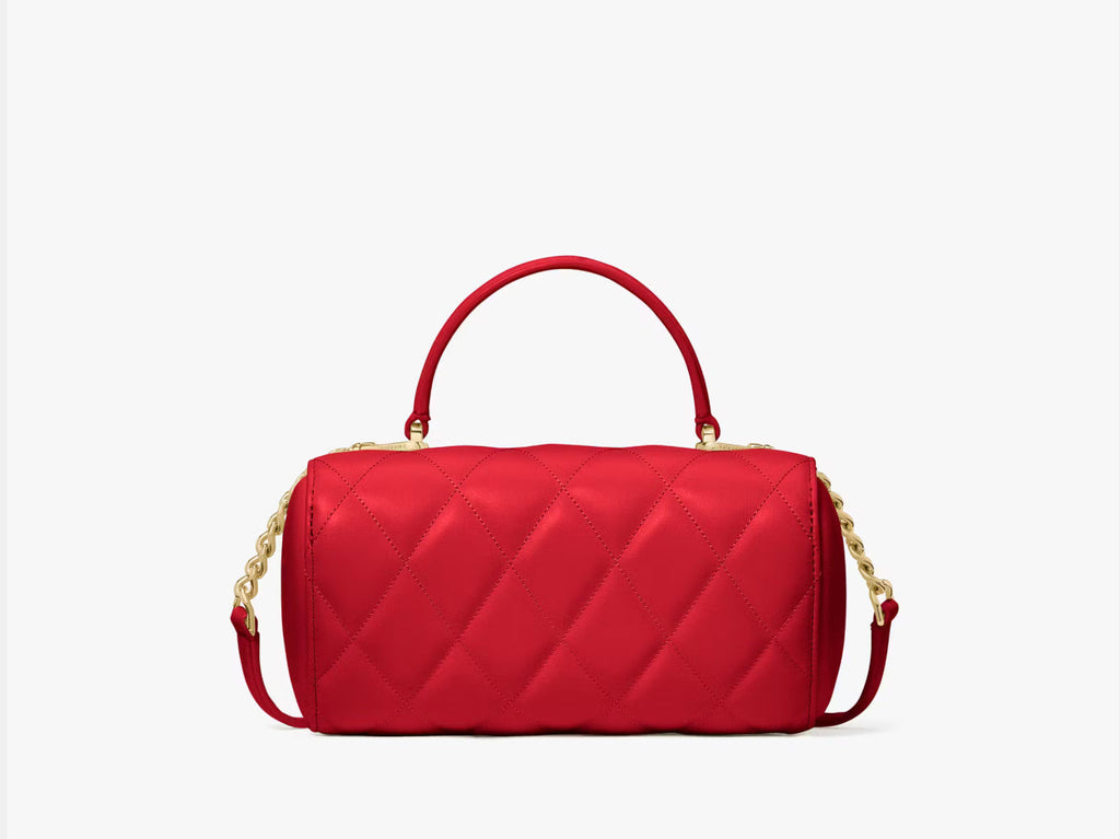 NWT Kate Spade Heart Barrel Quilted Leather Crossbody Bag In Red