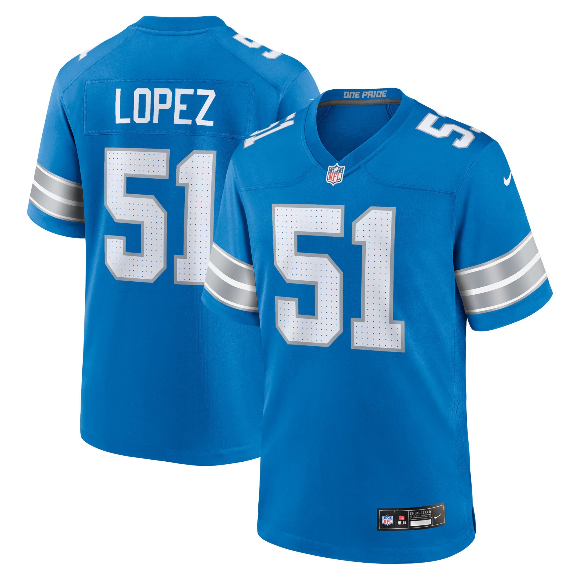 Detroit Lions Roy Lopez Blue Team Game Jersey
