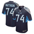 Tennessee Titans Bruce Matthews Navy Retired Player Jersey