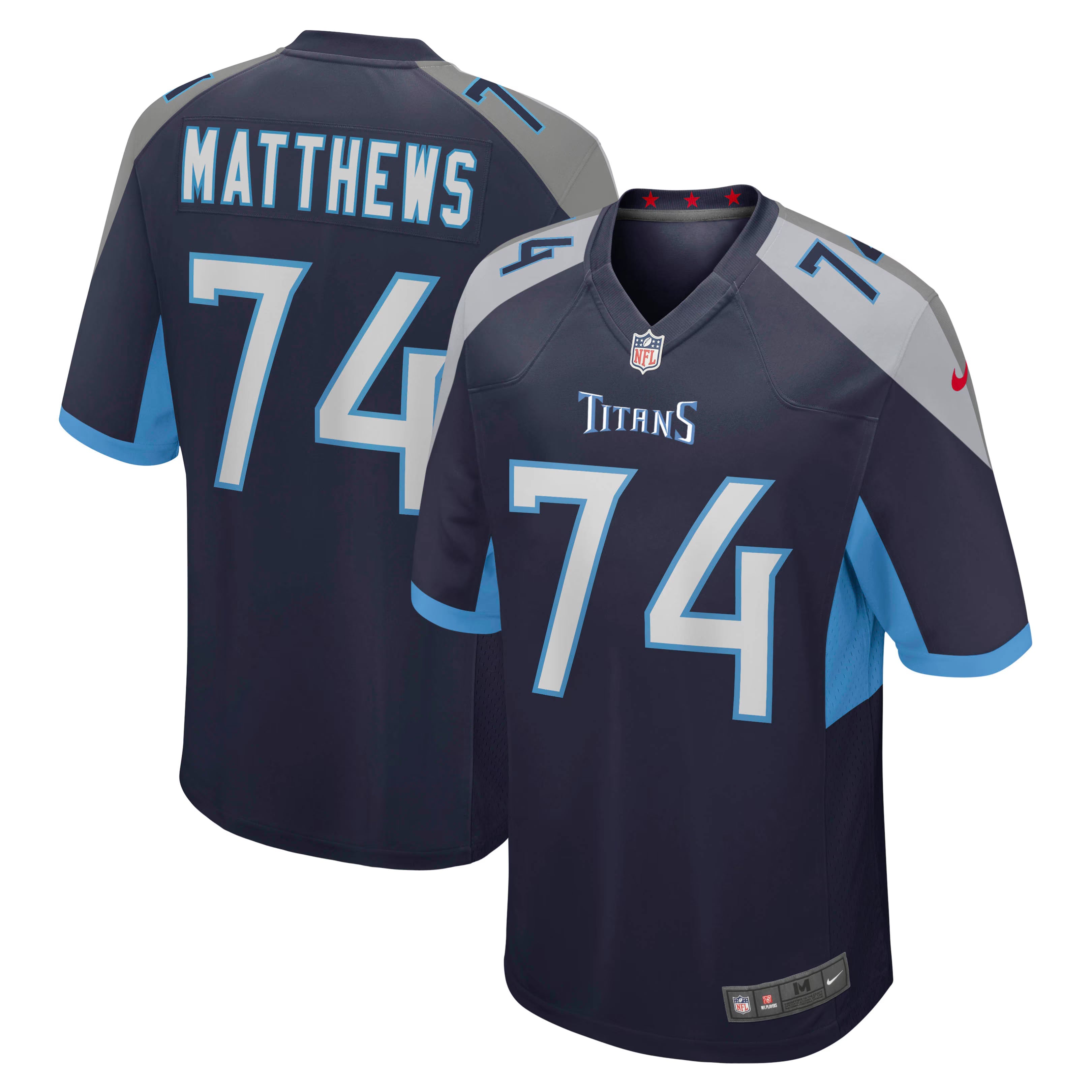 Tennessee Titans Bruce Matthews Navy Retired Player Jersey