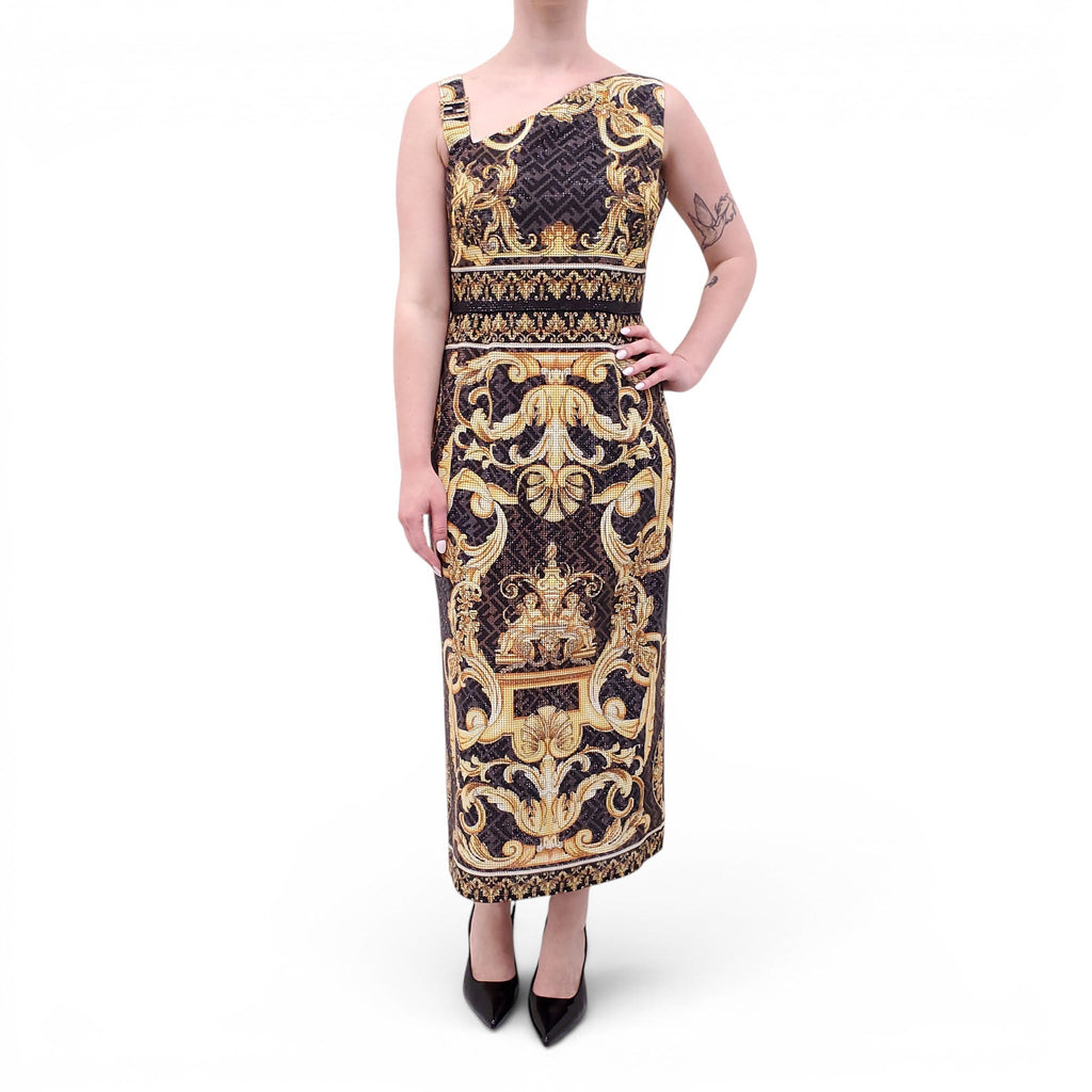 FENDACE ZUCCA AND BAROQUE PATTERNED CRYSTAL EMBELLISHED DRESS - SIZE 44