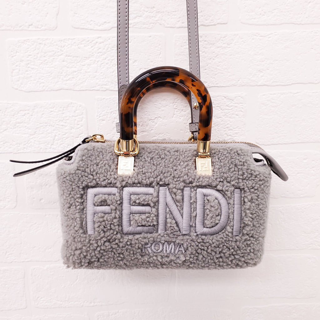 FENDI 2022 SHEEPSKIN LOGO EMBROIDERED 'BY THE WAY' MINI BOSTON BAG