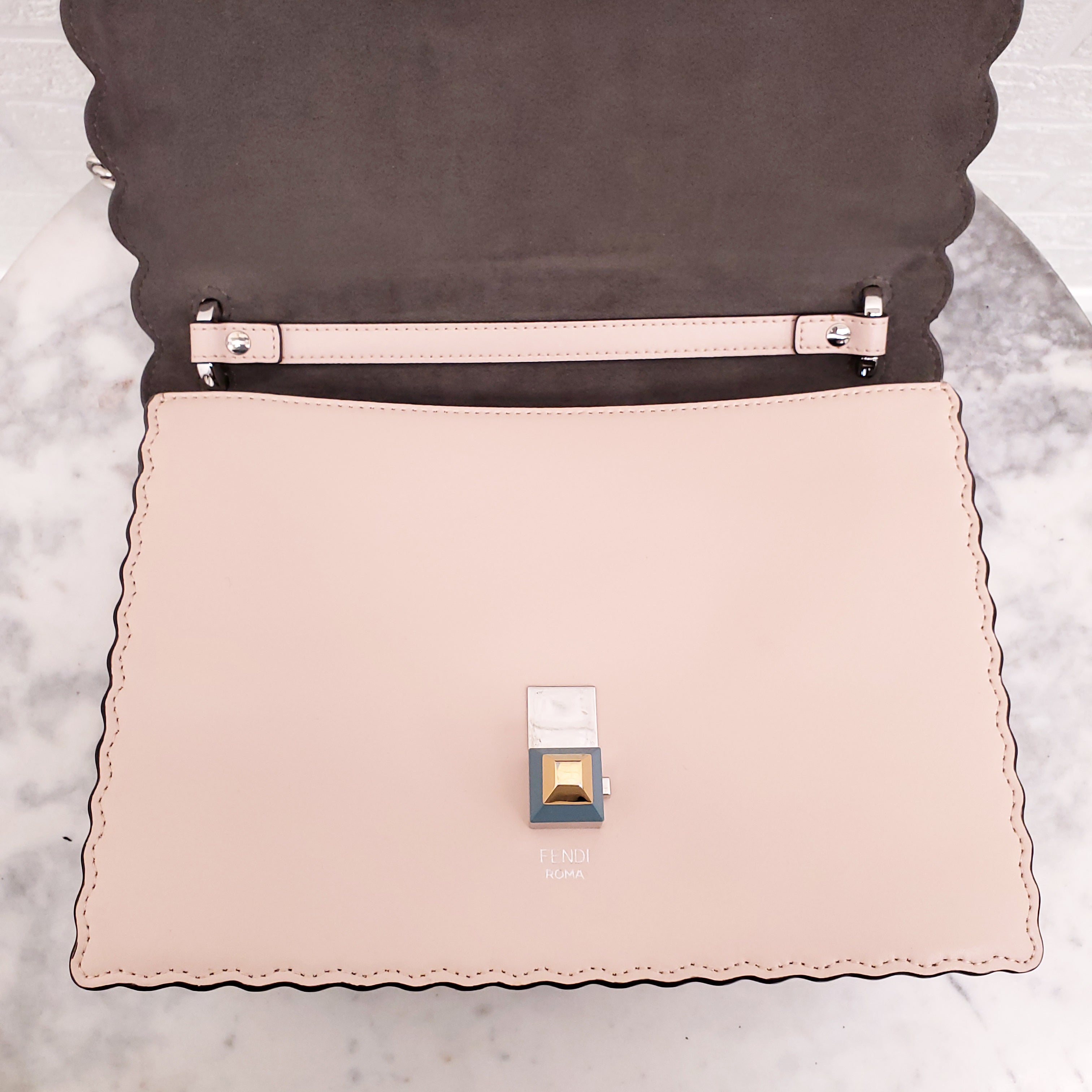 FENDI BABY PINK 'MINI KAN' SHOULDER BAG