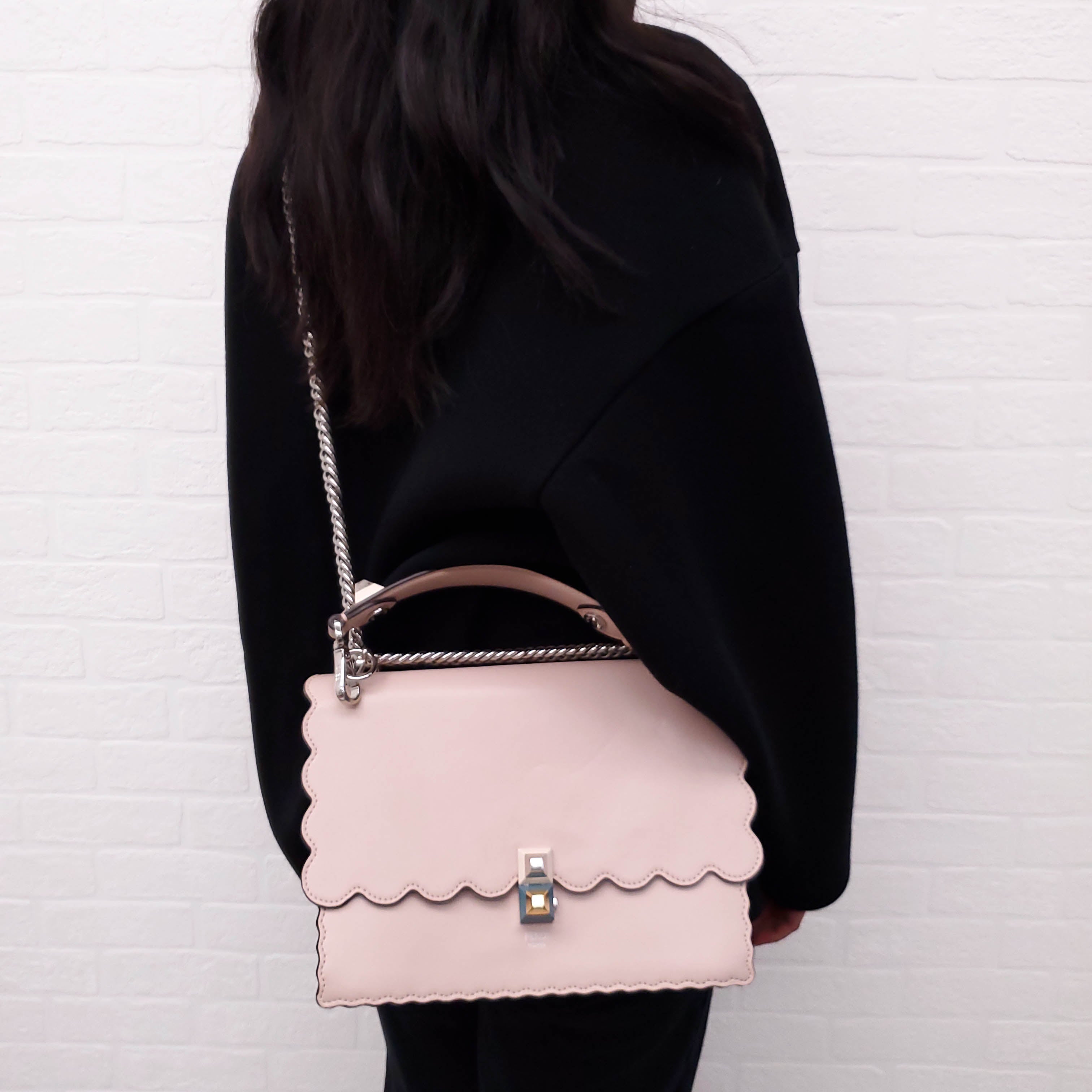 FENDI BABY PINK 'MINI KAN' SHOULDER BAG