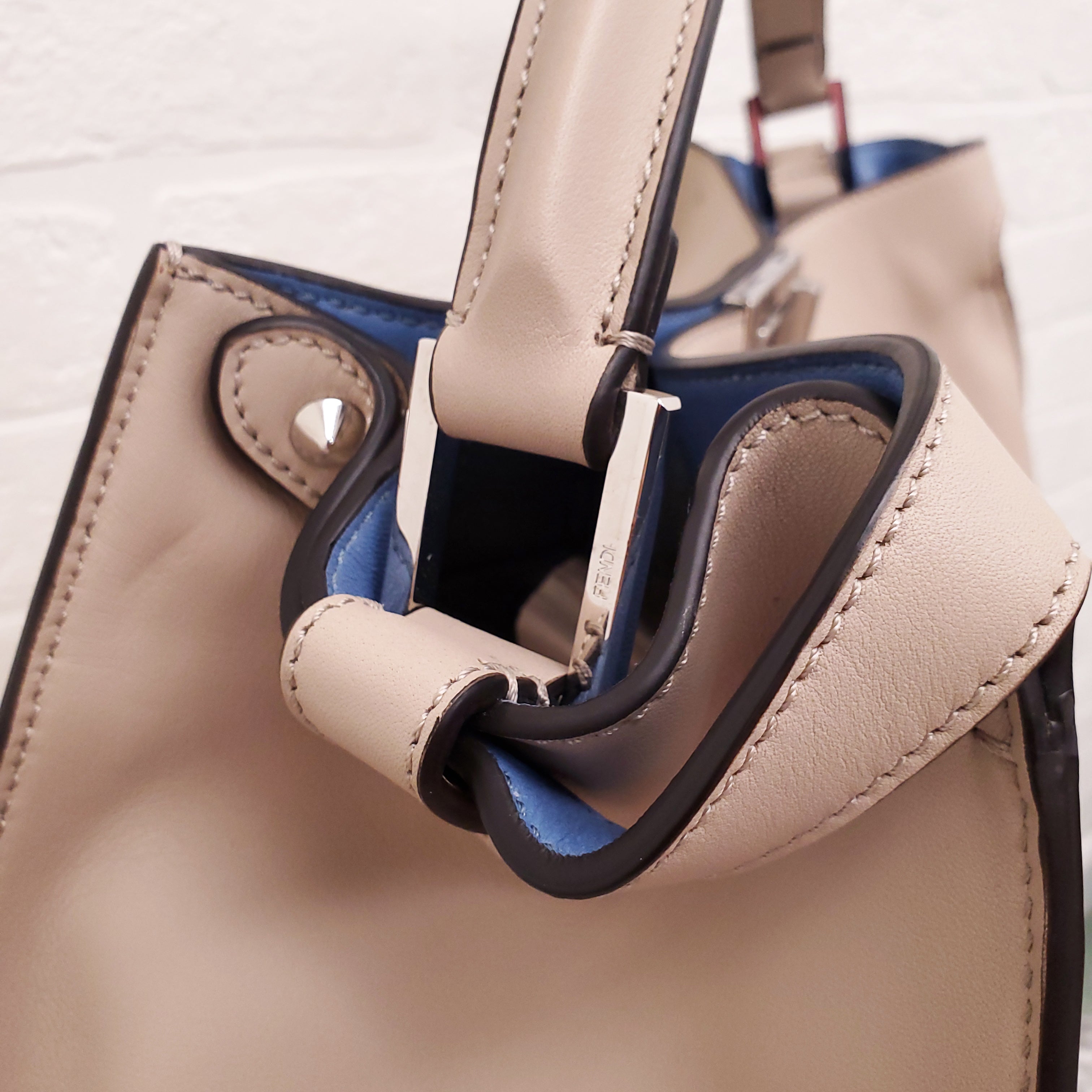 FENDI BEIGE LARGE 'VITELLO SETA CENTURY PEEKABOO' BAG