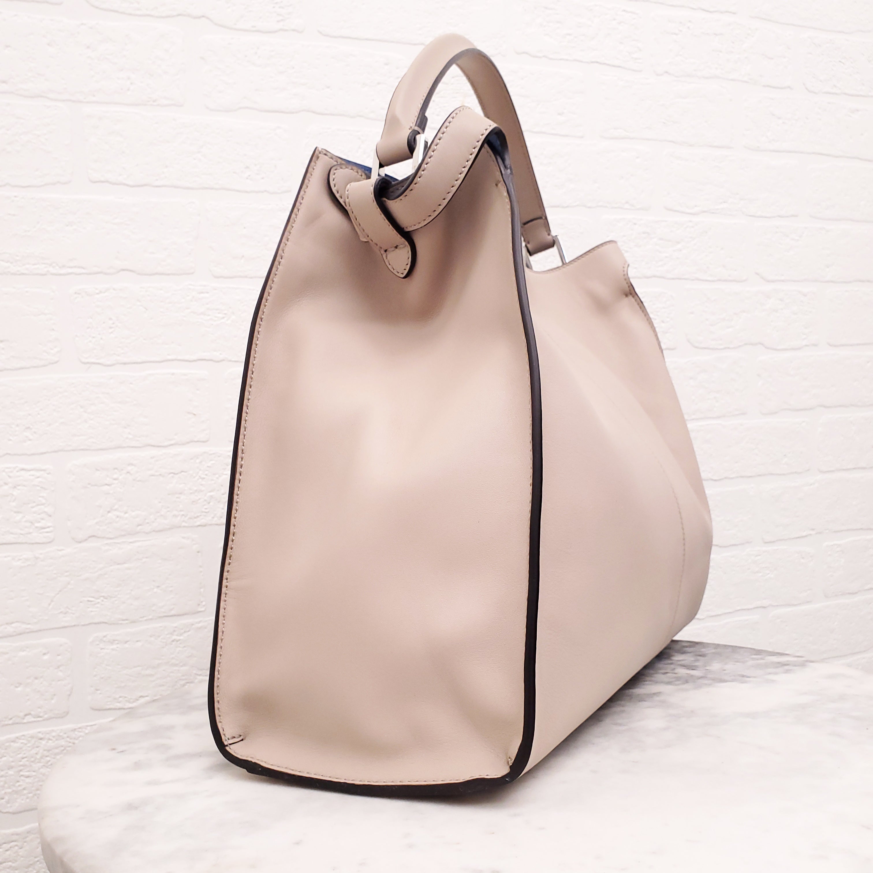 FENDI BEIGE LARGE 'VITELLO SETA CENTURY PEEKABOO' BAG