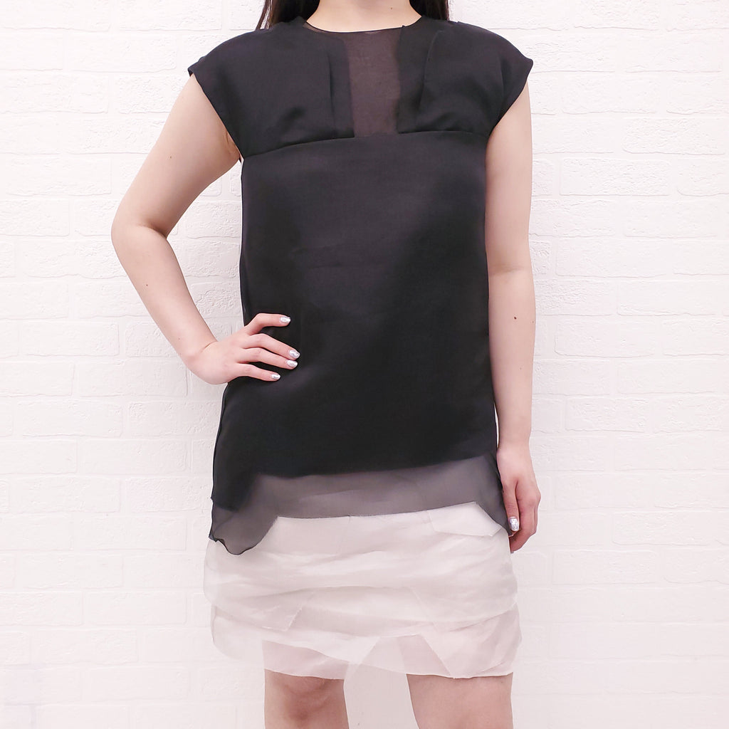 FENDI BLACK AND WHITE SILK SHEER LAYERED DRESS - SIZE 40