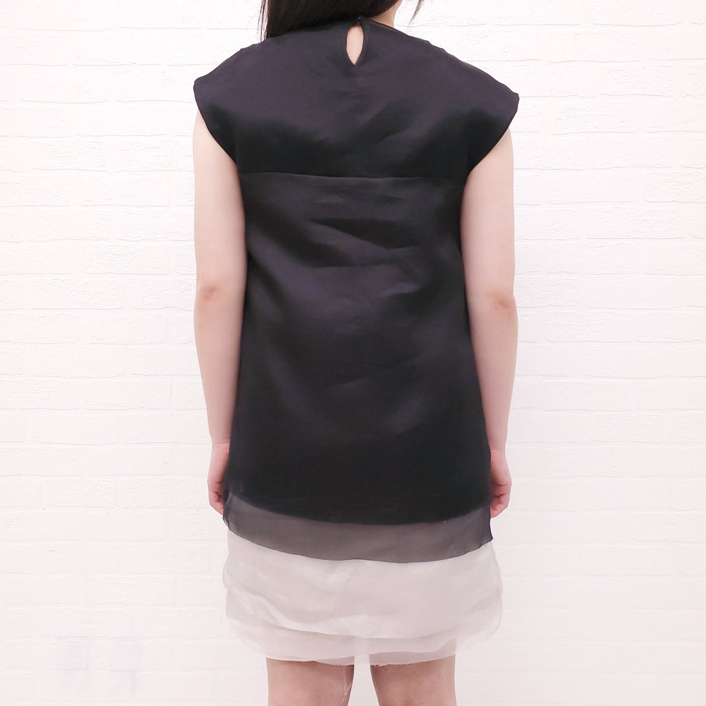 FENDI BLACK AND WHITE SILK SHEER LAYERED DRESS - SIZE 40