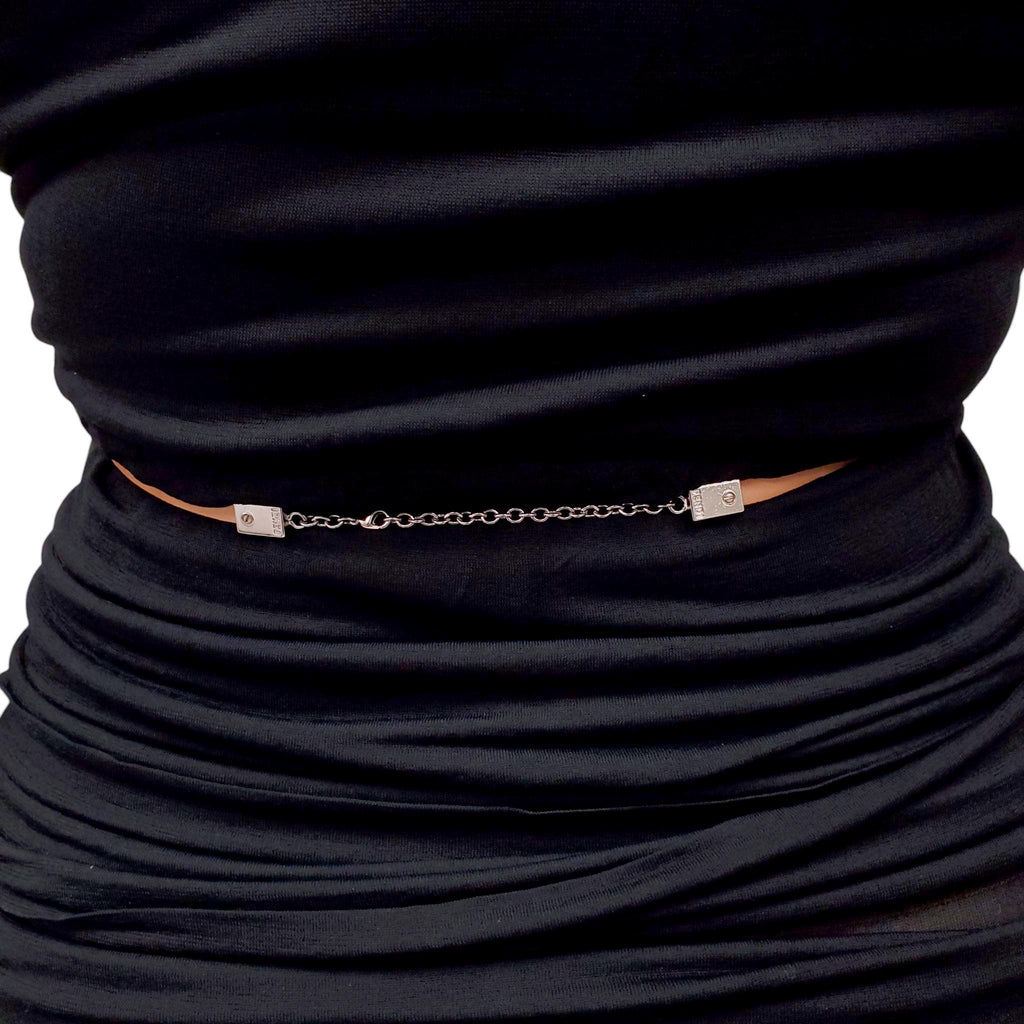 FENDI BLACK DRESS WITH ORANGE BELT - SIZE 40