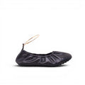 FENDI BLACK LEATHER FLATS WITH GOLD ANKLET DETAIL - SIZE 39