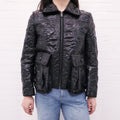 FENDI BLACK MOLDED LEATHER MOTORCYCLE JACKET - SIZE 40