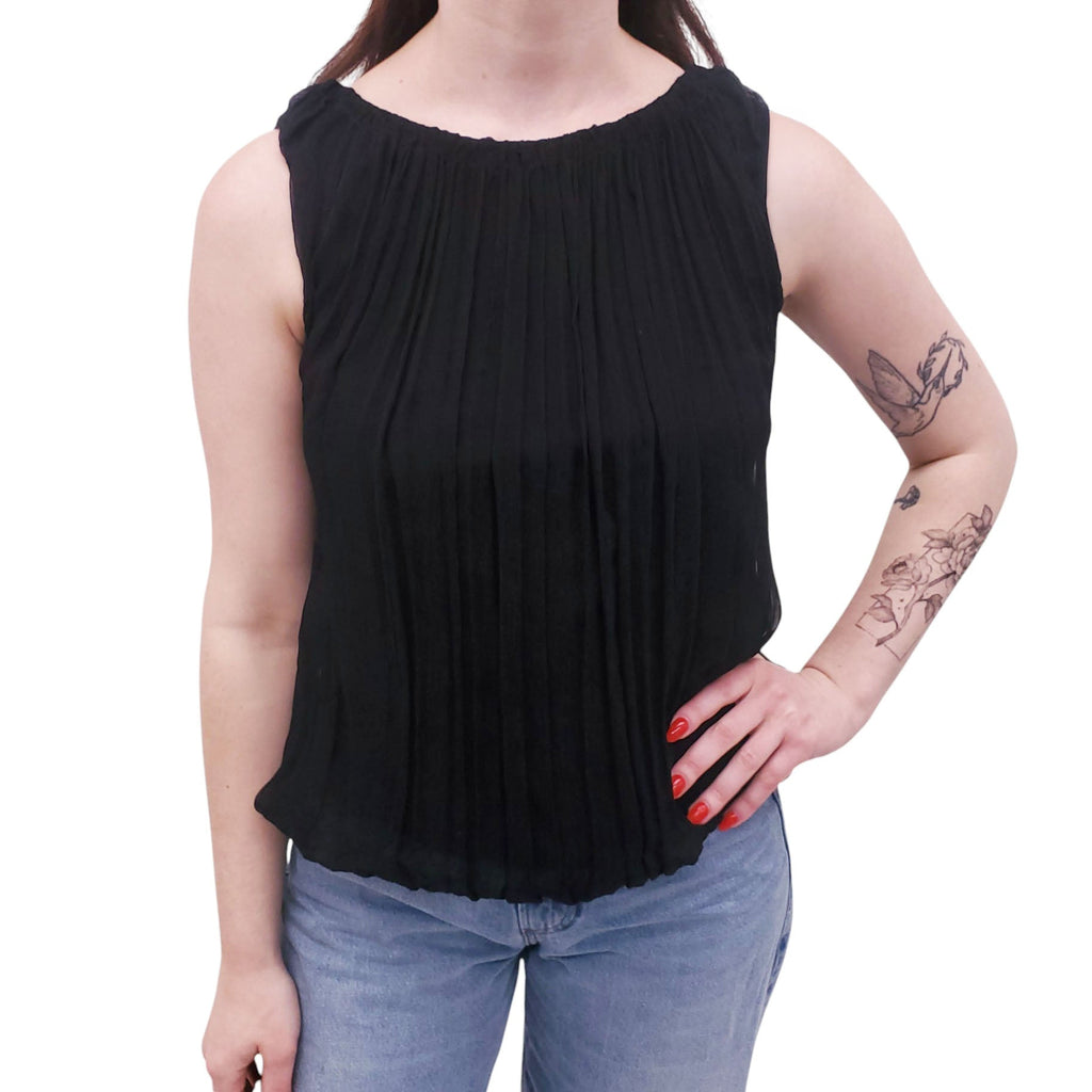 FENDI BLACK RUCHED TOP - SIZE 40
