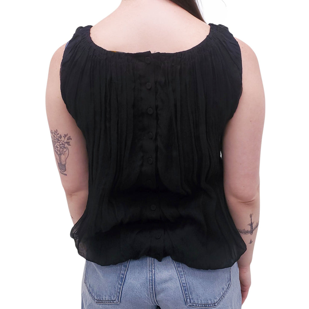 FENDI BLACK RUCHED TOP - SIZE 40