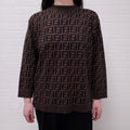 FENDI BROWN LOGO SWEATER - SIZE L