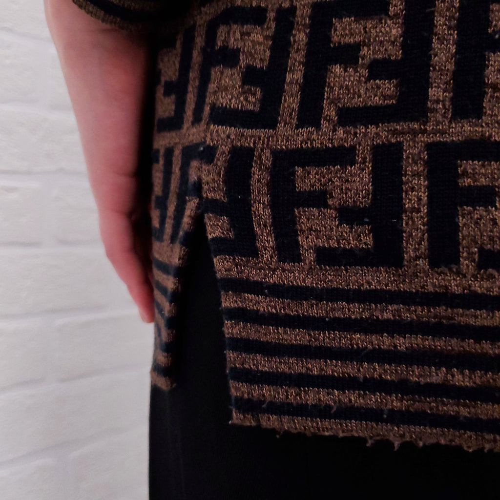 FENDI BROWN LOGO SWEATER - SIZE L
