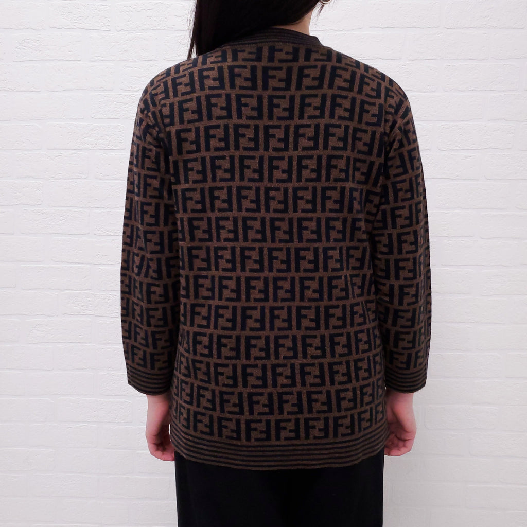 FENDI BROWN LOGO SWEATER - SIZE L